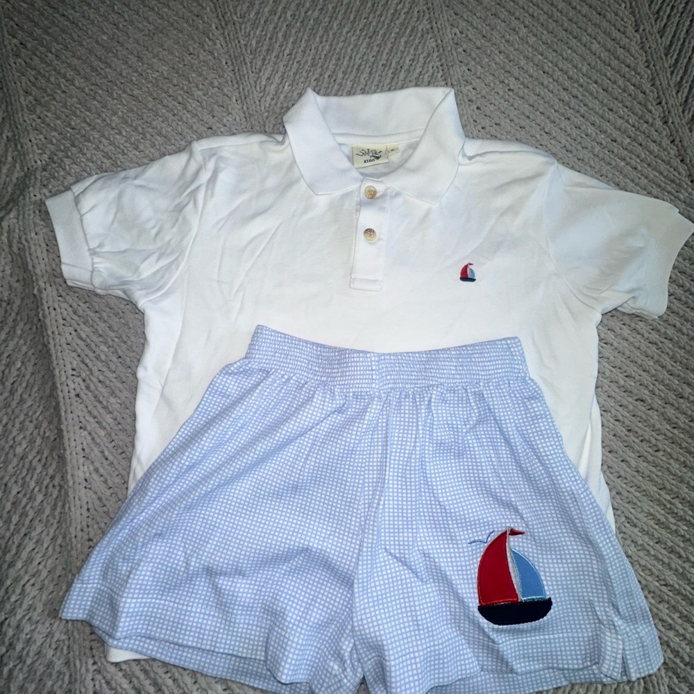 Luigi Kids Boutique Boys Sailboat Outfit Polo and Shorts Size 6